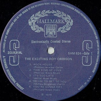 LP - Roy Orbison - The exiting Roy Orbison - USA pressing - 1