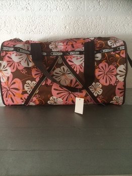 Bedrukte tas met rose en wit bloemenmotief - 1