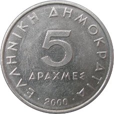 Griekenland 5 drachmes 1998 conditie: circulatie munt