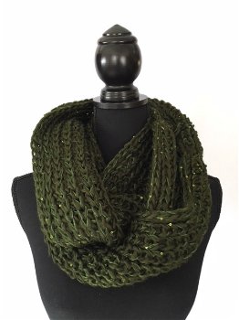 Gebreide col sjaal donker groen - 0