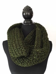 Gebreide col sjaal donker groen