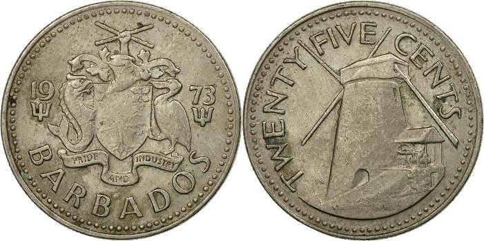 Barbados 25 cent 1973 conditie: circulatie munt - 0