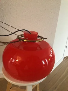 Vintage oranje glazen hanglamp - 1