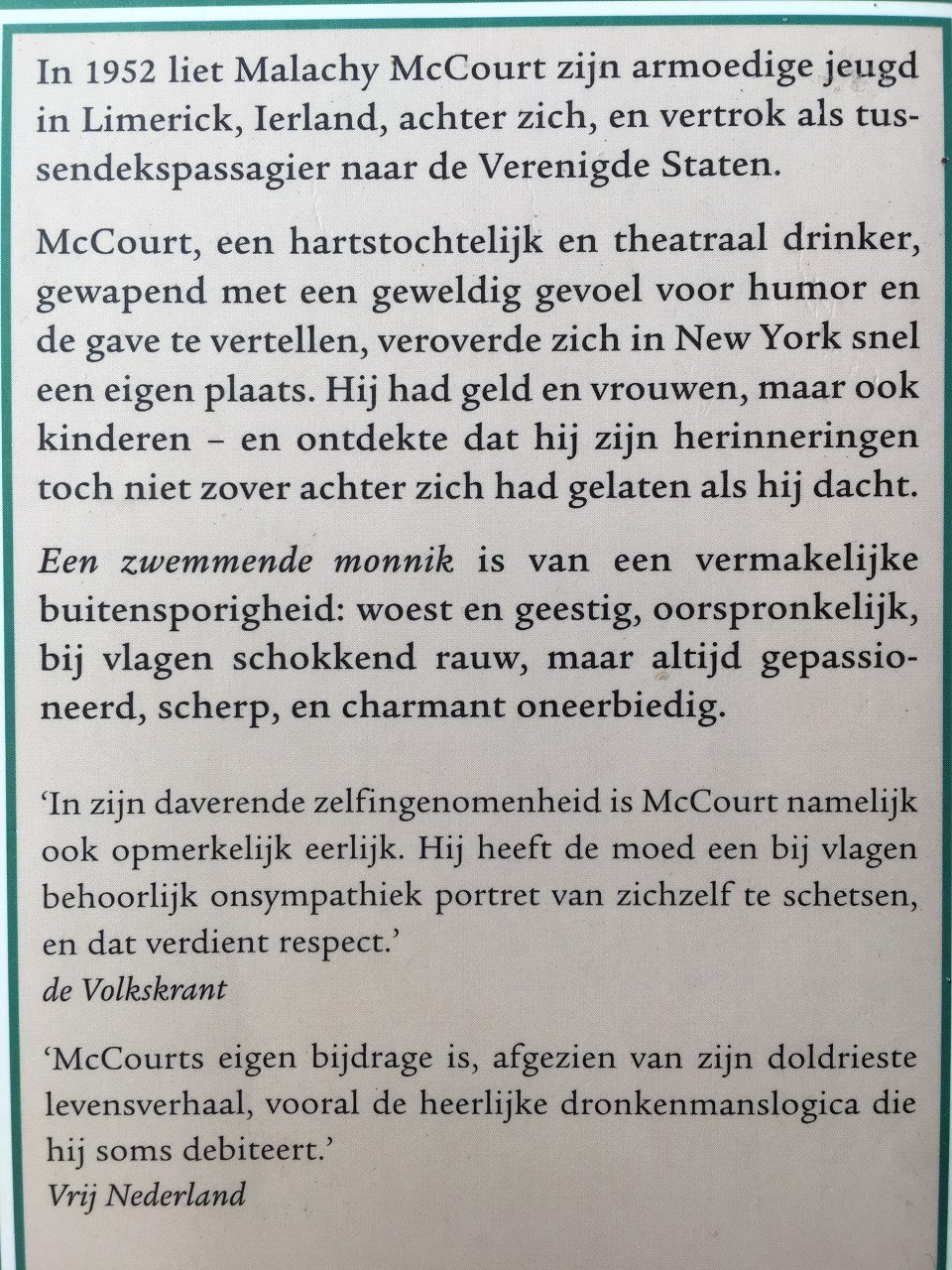 Een zwemmende monnik - Malachy McCourt - Afbeelding 2