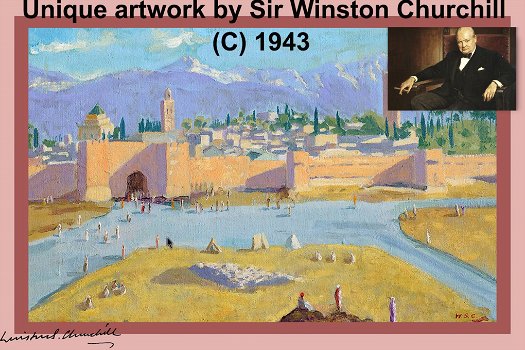 Sir Winston Churchill: Uniek gesigneerd kunstwerk. Historisch uniek exemplaar. - 0