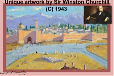 Sir Winston Churchill: Uniek gesigneerd kunstwerk. Historisch uniek exemplaar.  