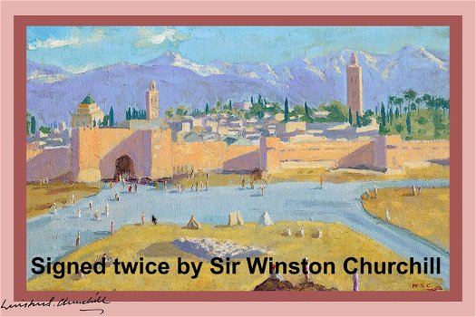 Sir Winston Churchill: Uniek gesigneerd kunstwerk. Historisch uniek exemplaar. - 2