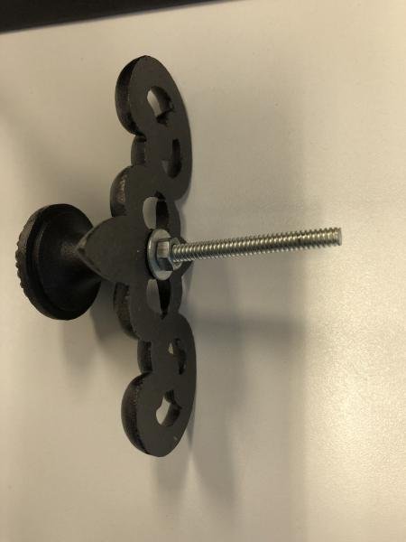 Smeedijzeren deurknop, kastknop, met rozet, bruin, kado - Afbeelding 7