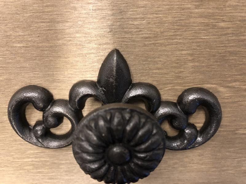 Smeedijzeren deurknop, kastknop, meubel, met rozet, - Afbeelding 3