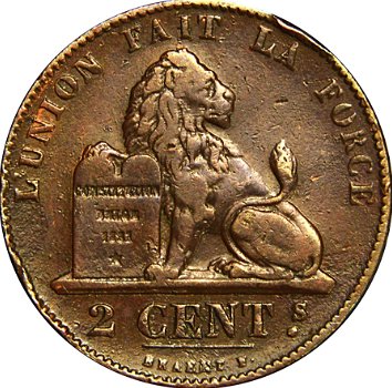 belgië 2 centimes 1835 frans conditie: circulatie munt - 1