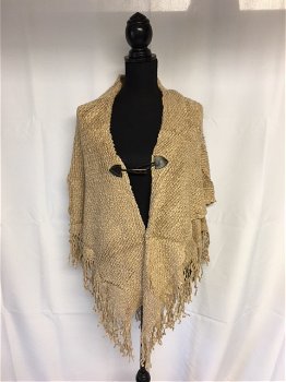 Beige omslag poncho - 0