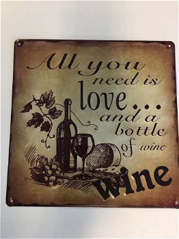 Mooi metalen schild met passende tekst , Love bottle - 0