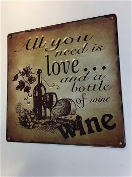 Mooi metalen schild met passende tekst , Love bottle - 1