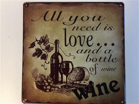 Mooi metalen schild met passende tekst , Love bottle - 3