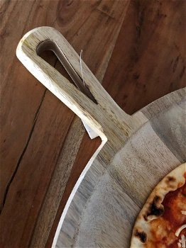 dienblad-pizza met handvat, rustiek dienblad gemaakt - 2