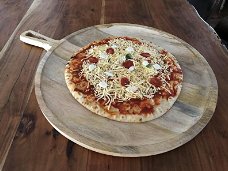 Dienblad-pizza XL met handvat, rustiek dienblad gemaakt