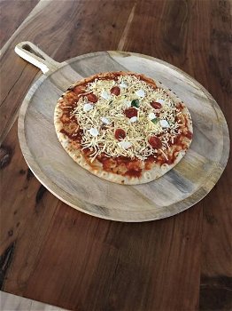 Dienblad-pizza XL met handvat, rustiek dienblad gemaakt - 1