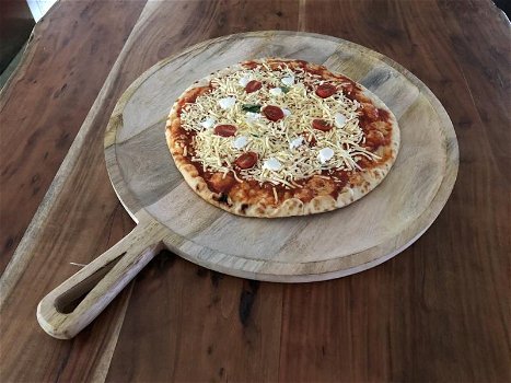 Dienblad-pizza XL met handvat, rustiek dienblad gemaakt - 3