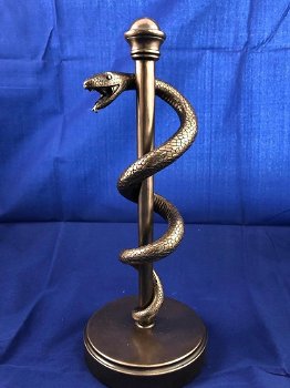 Esculaap-slang in brons look, prachtig beeld. - 2