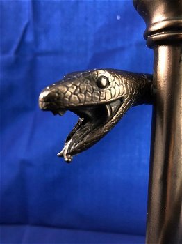 Esculaap-slang in brons look, prachtig beeld. - 3