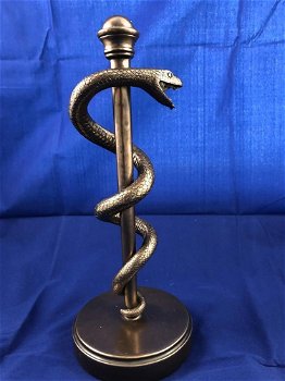 Esculaap-slang in brons look, prachtig beeld. - 5