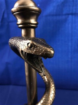 Esculaap-slang in brons look, prachtig beeld. - 7