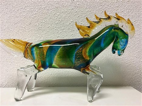 Glasgeblazen paard, vol in kleur, prachtig ontwerp. - 0