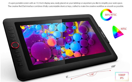 XP-PEN Artist 13.3 Pro Graphic Tablet with 13.3 Inch 88% NTS - 3