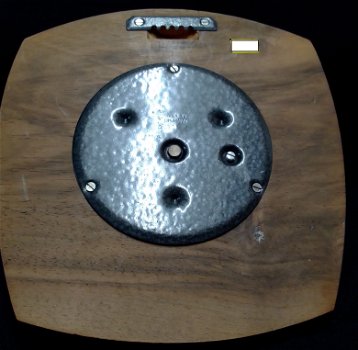 Vintage Barometer,koper rand,hoogglans lak,hout bicolor,zgst - 4