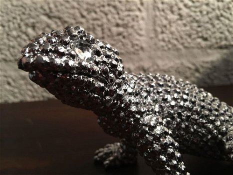 Linguaan-gekko electro silver painted, -hagedis - 0