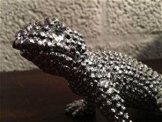 Linguaan-gekko electro silver painted, -hagedis