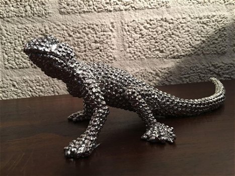 Linguaan-gekko electro silver painted, -hagedis - 1