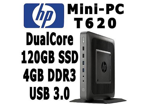 HP T620 Mini-PC DualCore 1.65Ghz 4GB 120GB SSD | USB3 | W10 - 0