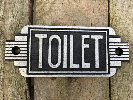 Bordje cast iron sign Toilet voor de deur - 1