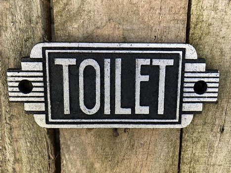 Bordje cast iron sign Toilet voor de deur - 2