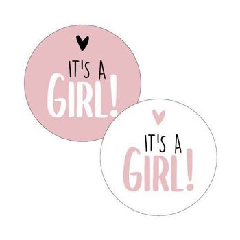 Cadeausticker - It's a girl Ø4 cm sticker meisje geboorte - 0