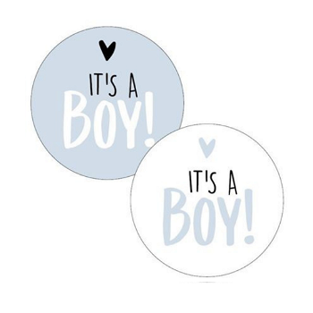 Cadeausticker - It's a boy! Ø4cm sticker jongen - 0