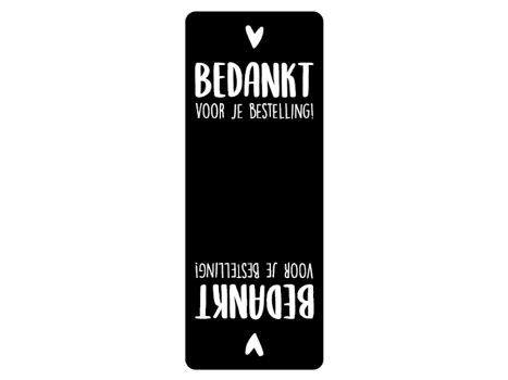 Cadeausticker - Bedankt voor je bestelling zwart 14.3x5.5 cm - 0