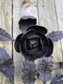 Smeedijzeren wandornament, rozen , in kleur - 3