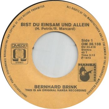 Bernhard Brink – Bist Du Einsam Und Allein (1973) - 2