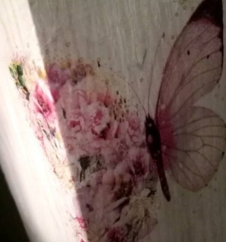 Vaas roze vlinder bloemen decoupage - 1