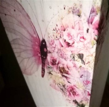Vaas roze vlinder bloemen decoupage - 2