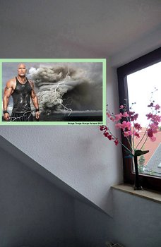 Dwayne Johnson deco. Tonga vulkaan 2022. Kamer decoratie. Souvenir. Muurschildering. NIEUW! - 1