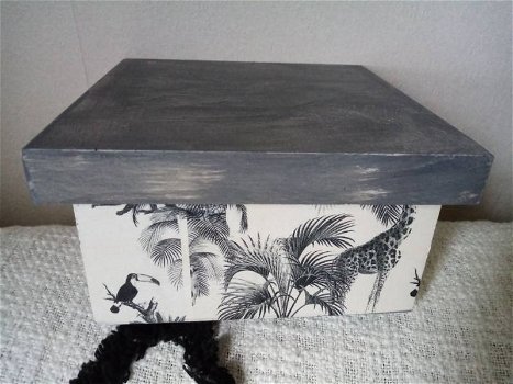 Houten opbergdoos zebra giraf decoupage - 1