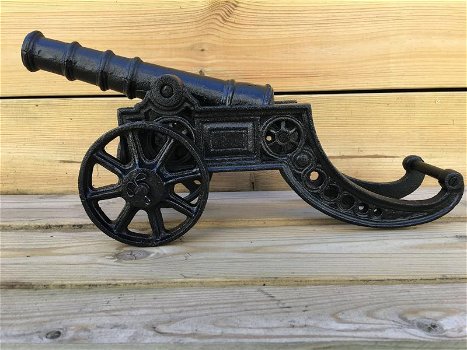 Prachtig decoratief kanon, gietijzer zwart decoratie, kado - 6