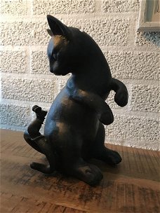 Skulptuur ,  Kat + Muis als spaarpot , decoratie , kat , poes