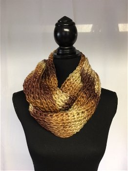Gebreide col sjaal bruin/licht bruin/beige - 0