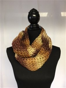 Gebreide col sjaal bruin/licht bruin/beige
