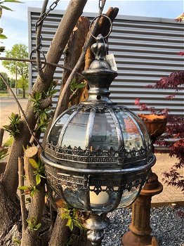 Prachtige metalen ronde hang lantaarn , lamp ,kaars - 5