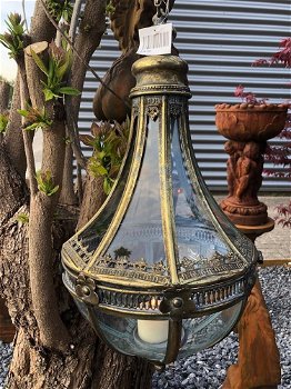 Prachtige metalen-messing hang lantaarn.-lamp - 2